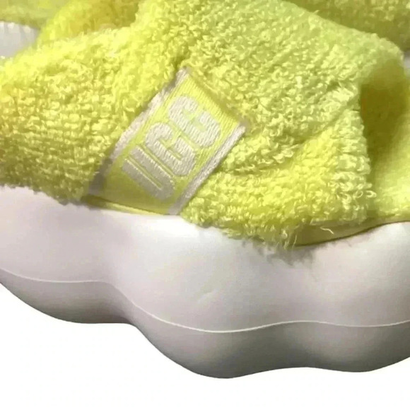 Ugg Sugarcloud Womens 9 Slide Platform Sandals Yellow Terry Slippers Shoes NEW - Picture 2 of 9
